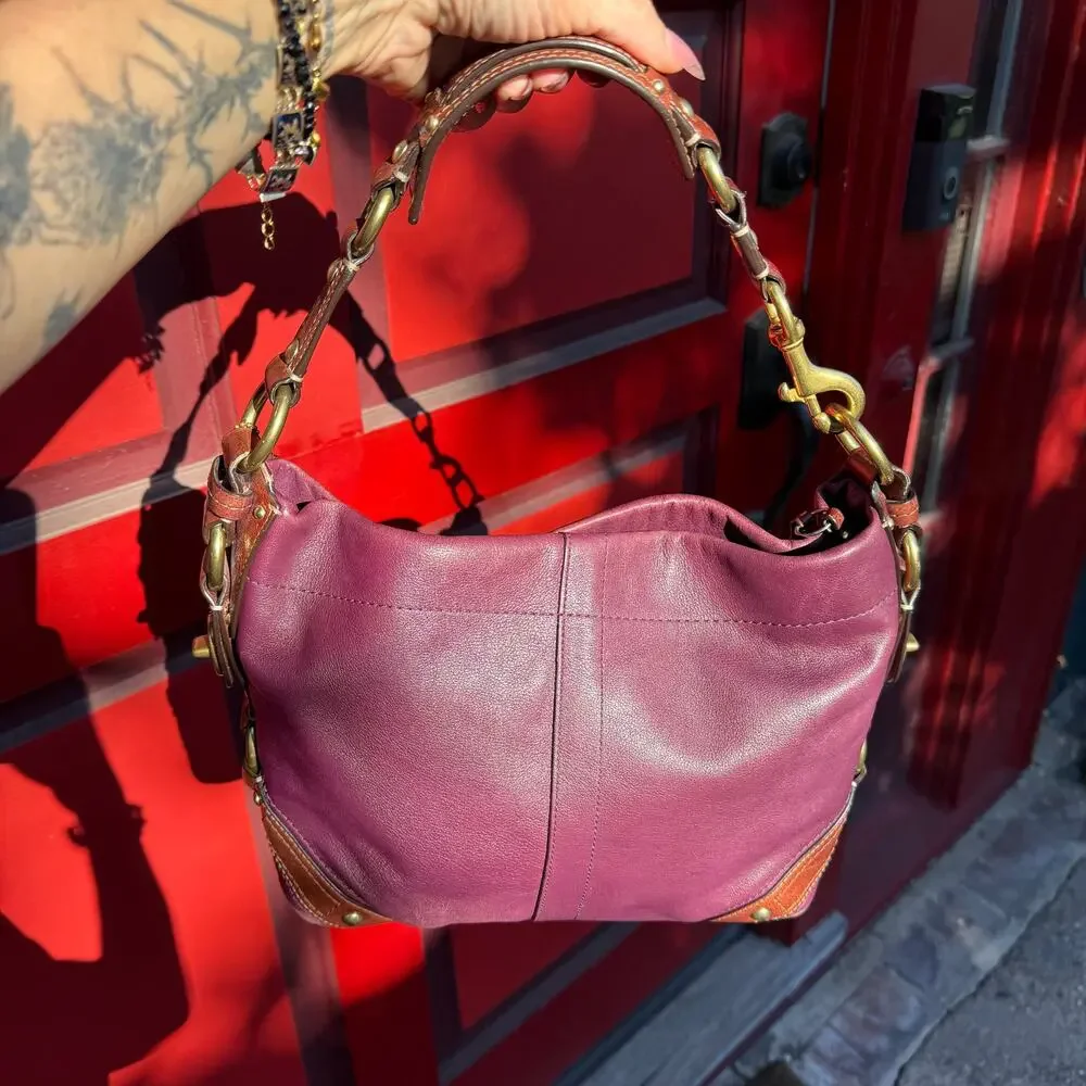 Coach Medium Carly Leather Hobo Bag Plum Purple Leather F0882-10615 2008